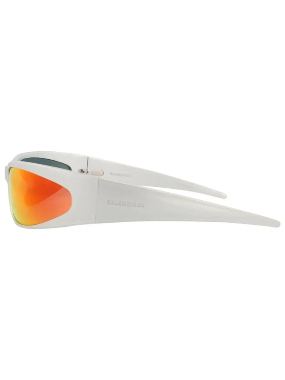 New Balenciaga Women's Sunglasses Shield Wrap Alluminium Frame Mens Silver Red